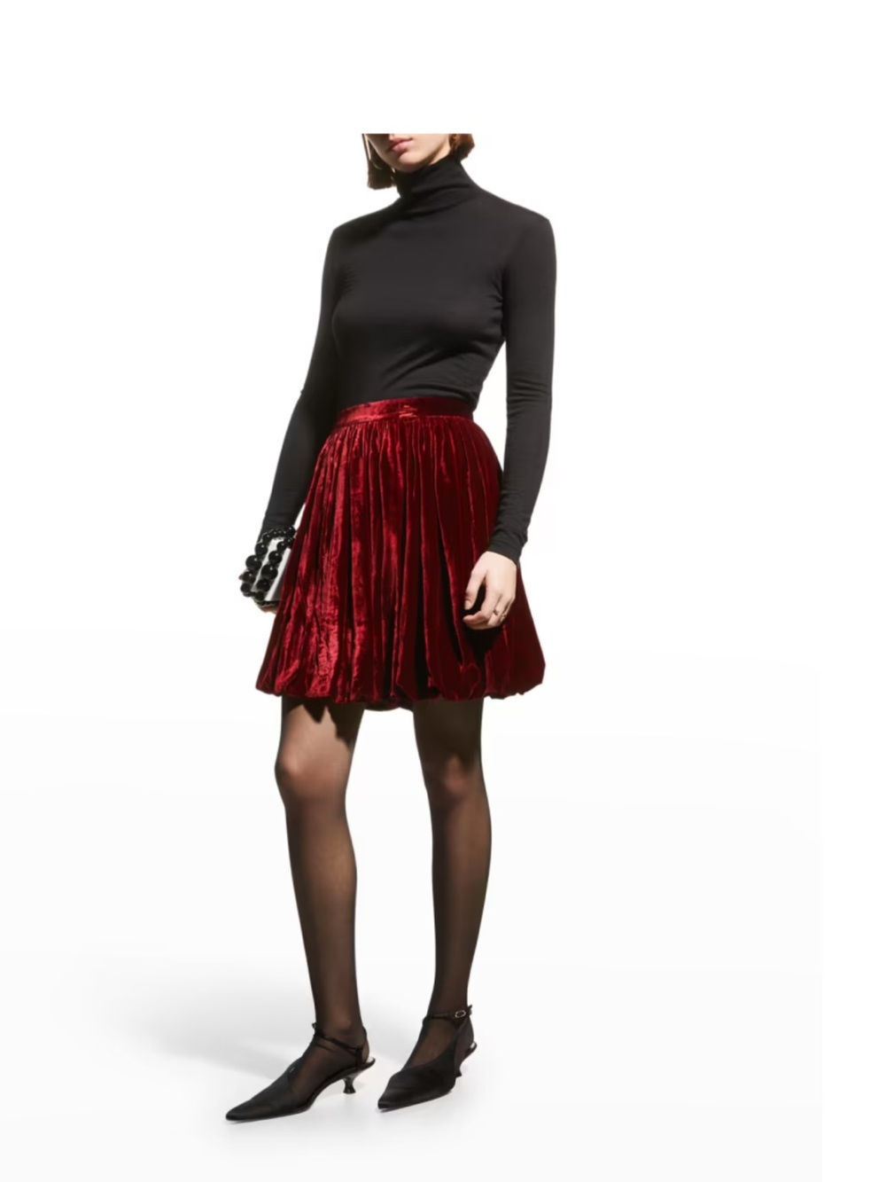 Rebecca Taylor Burgundy Velvet Bubble Skirt - 0